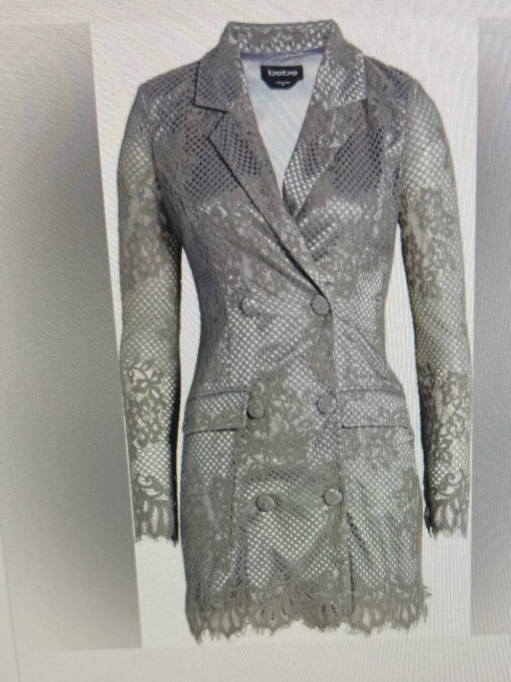 bebe Metallic Lace Blazer in Silver Gray
